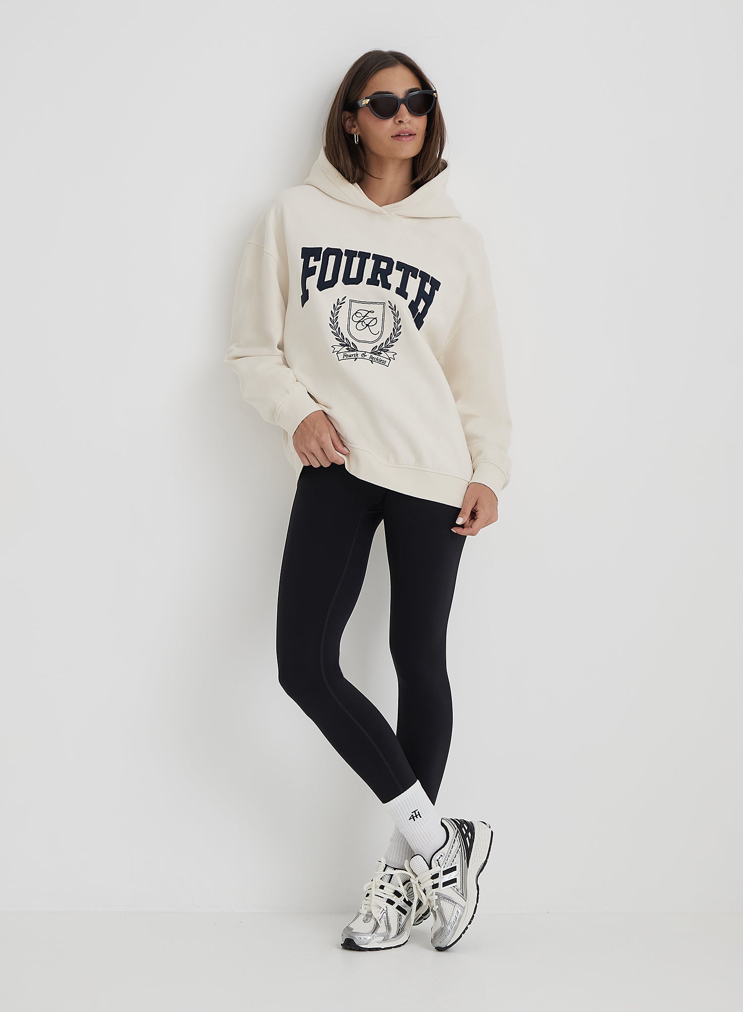 Cream Fourth Varsity Emblem Oversized Hoodie